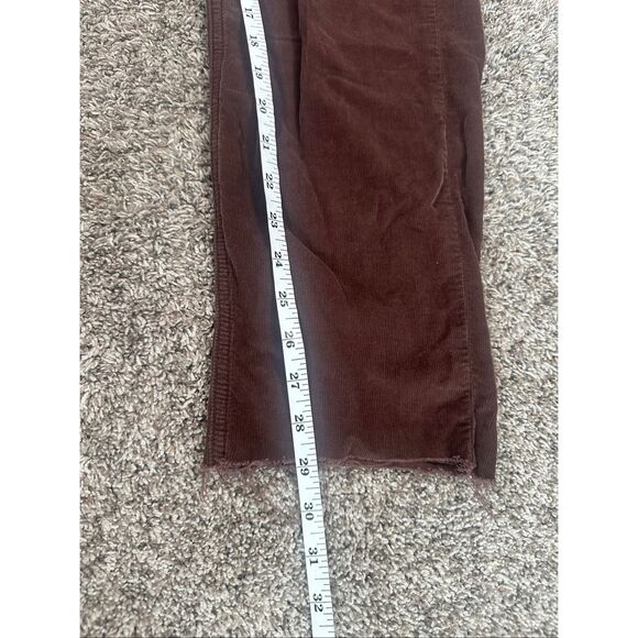 American Eagle Baggy Mom Pant Corduroy High Rise Brown/Red Size 0 Raw Hem Fall - Picture 7 of 14